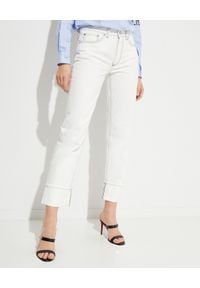 Burberry - BURBERRY - Białe jeansy z kontrastowymi przeszyciami. Kolor: biały