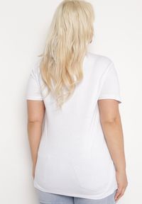Born2be - Biały T-shirt z Ozdobnym Nadrukiem z Metalicznym Połyskiem Neomania. Kolor: biały. Wzór: nadruk #3