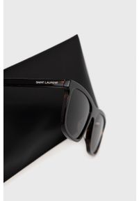 SAINT LAURENT - Saint Laurent okulary przeciwsłoneczne męskie kolor brązowy. Kształt: prostokątne. Kolor: brązowy #6