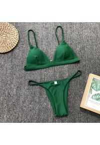 Intica - Bikini minimalistyczne plażowe z wysokiej jakości materiałów Jolene. Kolor: zielony. Materiał: materiał