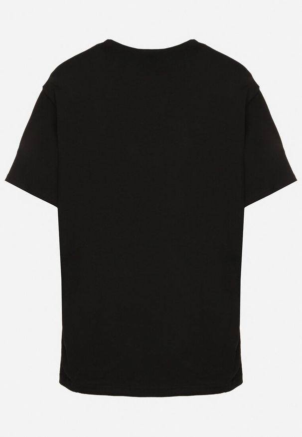 Born2be - Czarna Koszulka Bawełniana z Aplikacją Selsedi. Okazja: na co dzień. Kolor: czarny. Materiał: bawełna. Wzór: aplikacja. Styl: casual