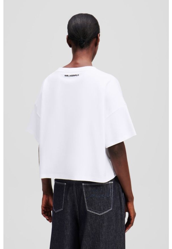 Karl Lagerfeld - KARL LAGERFELD Biały damski t-shirt Ikon Aquarelle K Boxy Tshirt, Rozmiar M. Kolor: biały. Materiał: bawełna