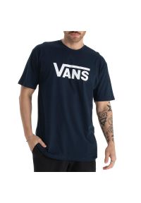 Koszulka Vans Classic VN000GGGNAV1 - granatowa. Kolor: niebieski. Materiał: bawełna. Długość rękawa: krótki rękaw. Długość: krótkie. Wzór: aplikacja
