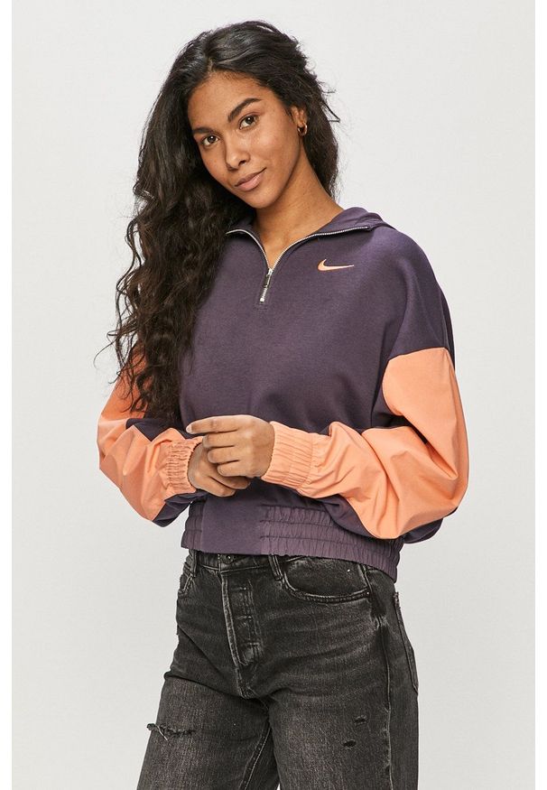 Nike Sportswear - Bluza. Typ kołnierza: kaptur. Kolor: fioletowy. Długość rękawa: długi rękaw. Długość: krótkie