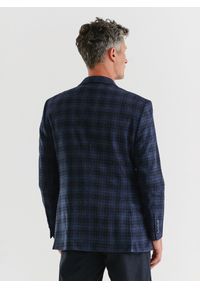 Pako Lorente - PAKO LORENTE – Granatowa marynarka w drobną kratkę. Okazja: na co dzień. Kolor: niebieski. Materiał: wełna, poliester, elastan. Wzór: kratka. Styl: casual #5