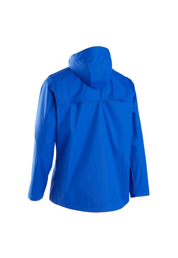 KIPSTA - Kurtka przeciwdeszczowa do piłki nożnej Kipsta T100. Kolor: niebieski. Materiał: poliester, materiał, mesh. Długość: długie. Sport: piłka nożna