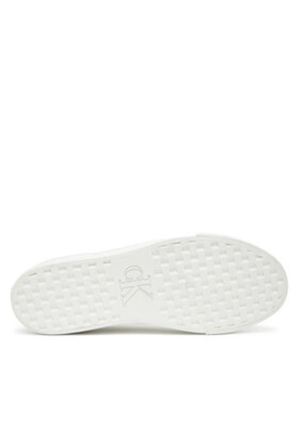 Calvin Klein Jeans Sneakersy Vulc Flatf Lth Silver Logo Tag YW0YW01877 Biały. Kolor: biały. Materiał: skóra