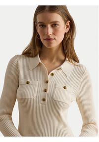Lauren Ralph Lauren - LAUREN RALPH LAUREN Sweter 200P03459003 Kremowy Slim Fit. Kolor: kremowy. Materiał: wiskoza #3