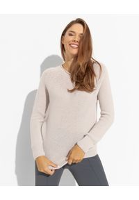 LE TRICOT PERUGIA - Beżowy sweter z kaszmiru. Kolor: beżowy. Materiał: kaszmir. Długość rękawa: długi rękaw. Długość: długie. Wzór: prążki