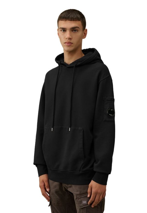 C.P. Company - C.P. COMPANY Czarna bluza męska Sweat Hooded, Rozmiar L. Okazja: na co dzień. Kolor: czarny. Materiał: bawełna. Styl: casual