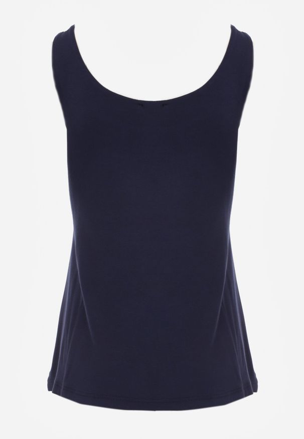 Born2be - Granatowy Gładki Top na Szerokich Ramiączkach w Stylu Basic Starbe. Okazja: na co dzień, do pracy. Kolekcja: plus size. Kolor: niebieski. Materiał: jeans. Długość rękawa: na ramiączkach. Wzór: gładki. Sezon: lato. Styl: elegancki, casual, klasyczny