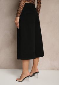 Renee - Czarne Szorty Jeansowe High Waist Typu Bermudy Baggy Sonallea. Okazja: na spacer. Stan: podwyższony. Kolor: czarny. Materiał: jeans. Wzór: aplikacja. Styl: elegancki