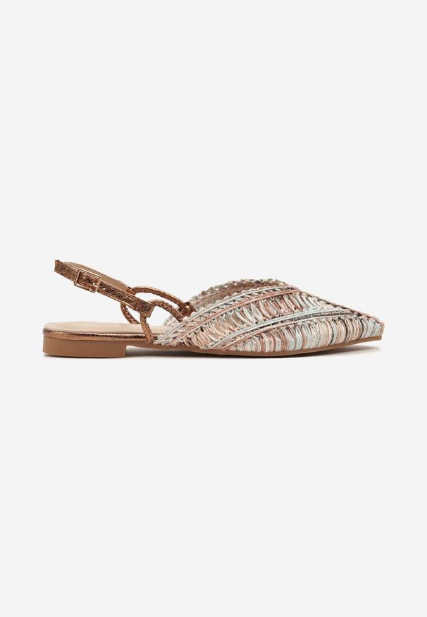 Renee - Beżowe Sandały Vices Slingback z Plecioną Cholewką i Metaliczną Nicią Nilannia. Okazja: na co dzień. Zapięcie: sprzączka. Kolor: beżowy. Sezon: lato. Styl: casual, elegancki