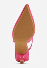 Born2be - Fuksjowe Szpilki VICES z Imitacji Zamszu z Odkrytą Piętą i Podłużną Klamrą Natterea. Okazja: na co dzień, na ślub cywilny, na wesele. Zapięcie: klamry. Kolor: różowy. Materiał: zamsz. Obcas: na szpilce. Styl: casual, elegancki, wizytowy #9