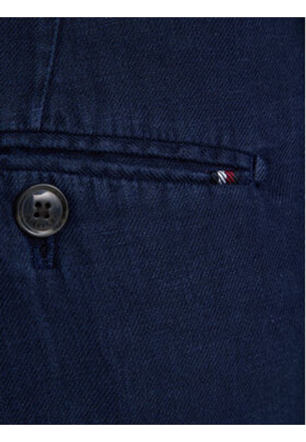 TOMMY HILFIGER - Tommy Hilfiger Spodnie materiałowe Smart Casual MW0MW42708 Granatowy Regular Fit. Okazja: na co dzień. Kolor: niebieski. Materiał: len. Styl: casual