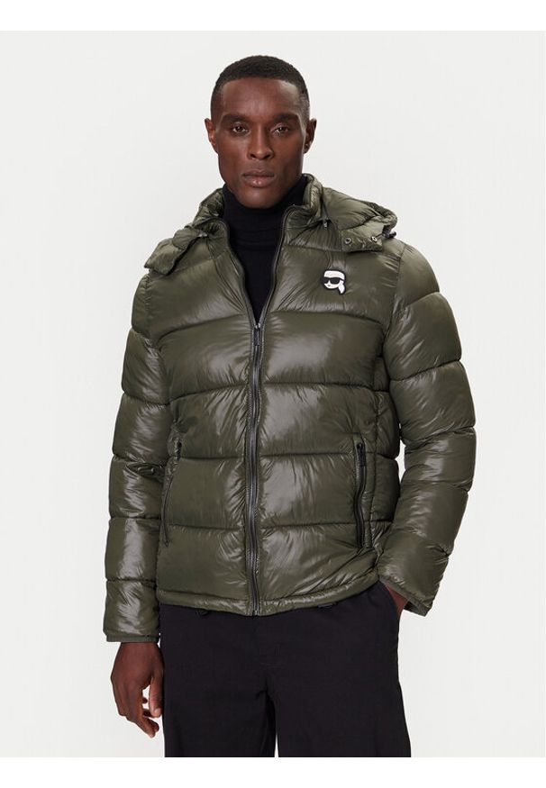 Karl Lagerfeld - KARL LAGERFELD Kurtka zimowa 505022554590 Zielony Regular Fit. Typ kołnierza: dekolt w karo. Kolor: zielony. Materiał: syntetyk. Sezon: zima