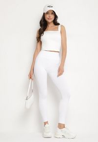 Born2be - Białe Legginsy z Modelującymi Przeszyciami Selettia. Okazja: na co dzień, na spacer. Kolor: biały. Styl: klasyczny, casual