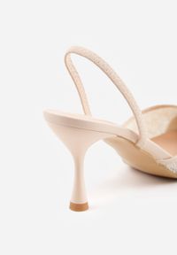 Born2be - Beżowe Szpilki z Paskiem na Piętę z Siateczkową Cholewką i Cekinami Lilinixia. Okazja: na co dzień. Zapięcie: pasek. Kolor: beżowy. Materiał: jeans. Szerokość cholewki: normalna. Wzór: gładki. Obcas: na szpilce. Styl: elegancki, casual, wizytowy #7