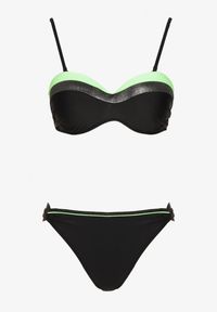 Renee - Zielono-Czarne Bikini z Metaliczną Nicią Usztywniany Biustonosz i Figi Mitelle. Kolor: zielony. Wzór: aplikacja #3