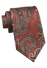 Krawat Męski - Chattier - Miedziany Kolor, Duży Wzór Paisley. Kolor: brązowy. Materiał: tkanina. Wzór: paisley. Styl: klasyczny, wizytowy, elegancki