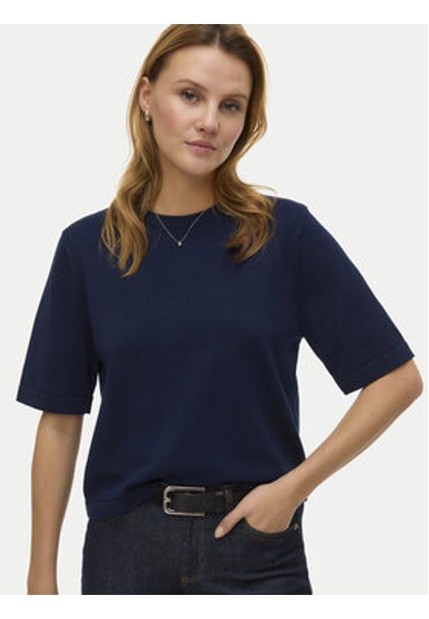 Vero Moda Sweter Silje 10320460 Granatowy Oversize. Kolor: niebieski. Materiał: wiskoza