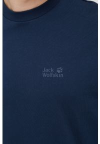 Jack Wolfskin bluza bawełniana męska kolor granatowy gładka. Okazja: na co dzień. Kolor: niebieski. Materiał: bawełna. Wzór: gładki. Styl: casual #2