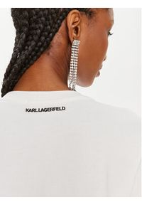 Karl Lagerfeld - KARL LAGERFELD Bluza 245W1813 Biały Regular Fit. Typ kołnierza: dekolt w karo. Kolor: biały. Materiał: bawełna