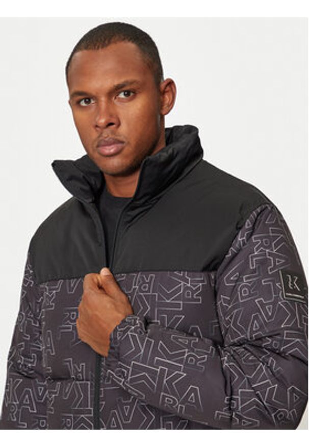 Karl Lagerfeld - KARL LAGERFELD Kurtka puchowa 505011 544528 Szary Regular Fit. Typ kołnierza: dekolt w karo. Kolor: szary. Materiał: syntetyk