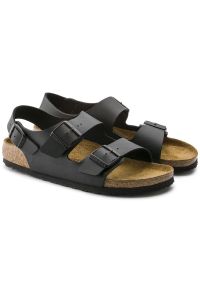 Sandały Birkenstock Milano Bs 0034793 czarne. Zapięcie: pasek. Kolor: czarny. Materiał: materiał, syntetyk, welur, skóra. Wzór: paski #4