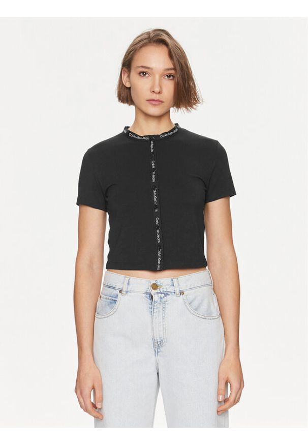 Calvin Klein Jeans T-Shirt Logo J20J223093 Czarny Slim Fit. Kolor: czarny. Materiał: bawełna