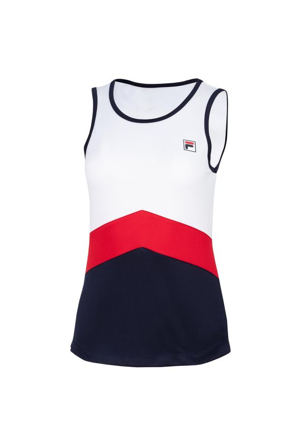 Koszulka treningowa damska Fila Cleo. Kolor: biały. Materiał: poliester. Długość rękawa: bez rękawów. Sport: tenis