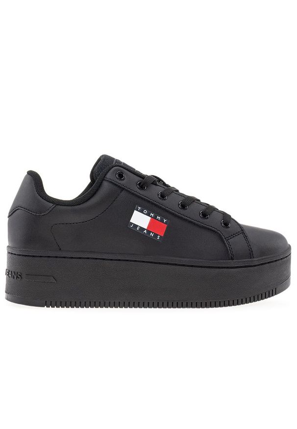 TOMMY HILFIGER - Buty Tommy Hilfiger TJW Flatform Ess EN0EN02518-BDS - czarne. Okazja: na co dzień. Kolor: czarny. Materiał: guma, skóra. Szerokość cholewki: normalna. Obcas: na platformie. Sport: turystyka piesza