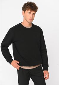 Volcano - Bawełniana bluza B-KIV. Okazja: na co dzień. Kolekcja: plus size. Kolor: czarny. Materiał: bawełna. Wzór: gładki, prążki. Styl: klasyczny, sportowy, casual