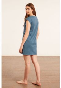Etam Koszula nocna damska bawełniana. Kolor: niebieski. Materiał: bawełna. Długość: krótkie. Wzór: nadruk #2