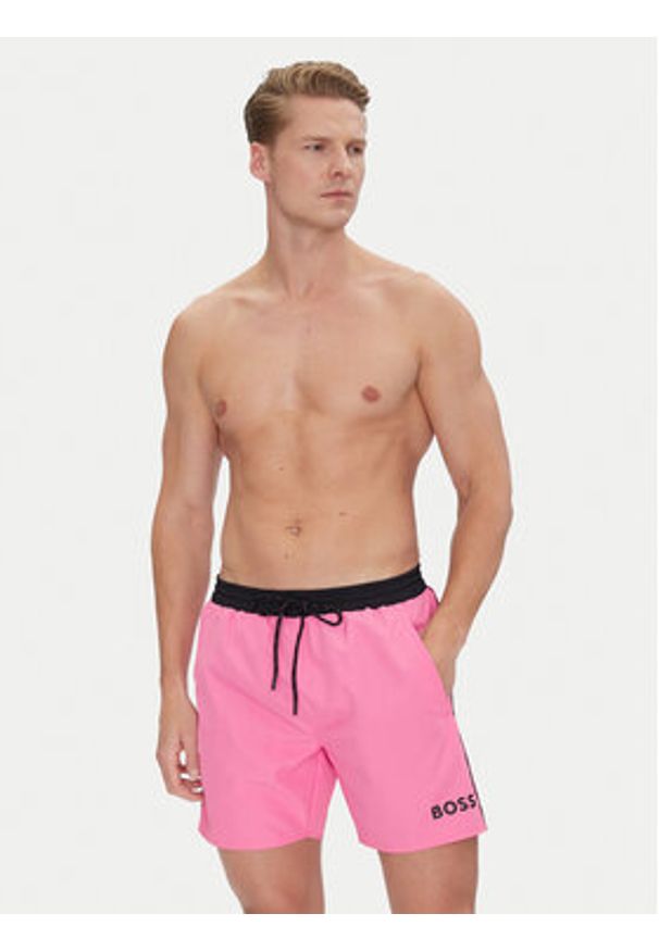 BOSS Szorty kąpielowe Starfish 50514429 Różowy Regular Fit. Kolor: różowy. Materiał: syntetyk