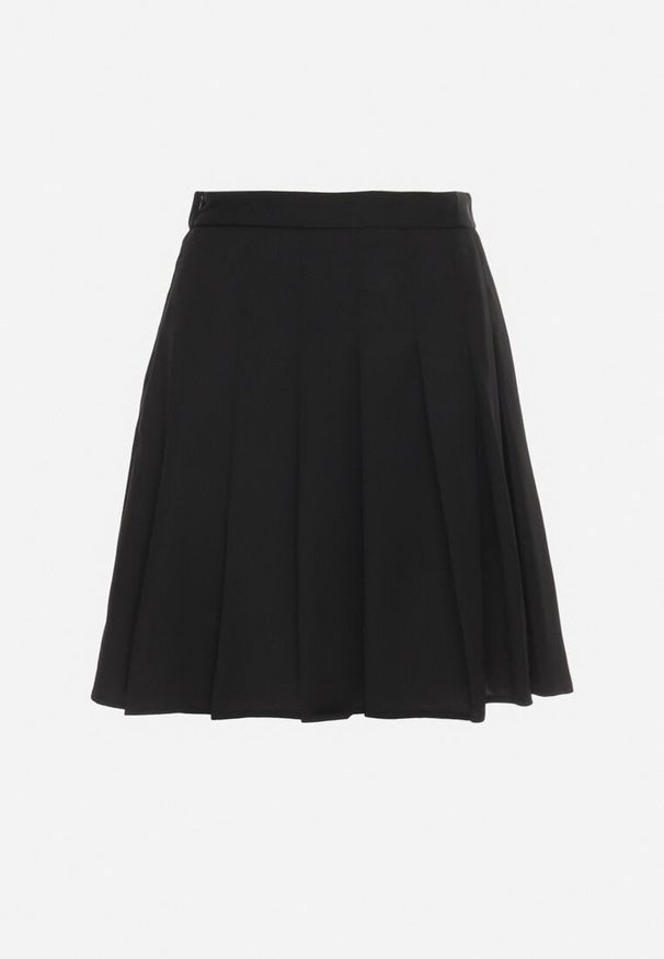 Born2be - Czarna Spódnica z Zakładkami Zapinana na Ukryty z Boku Suwak Ricercara. Okazja: na co dzień. Kolor: czarny. Styl: klasyczny, elegancki, casual