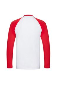 FRUIT OF THE LOOM - Męska Koszulka Baseballowa Z Długim Rękawem Valueweight. Kolor: biały, czerwony, wielokolorowy. Długość rękawa: długi rękaw. Długość: długie