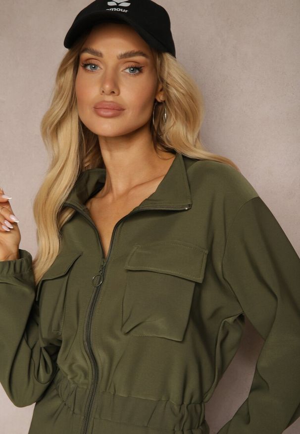 Renee - Zielony Kombinezon w Stylu Utility Taliowany Liarael. Kolor: zielony. Materiał: tkanina