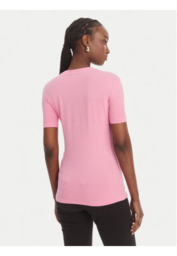 Versace Jeans Couture T-Shirt 80HAHE01 CJ02E Różowy Slim Fit. Kolor: różowy. Materiał: bawełna