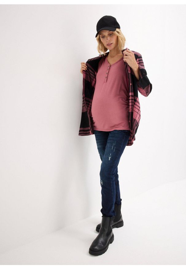 bonprix - Shirt ciążowy i do karmienia piersią, ze zrównoważonej wiskozy. Kolekcja: moda ciążowa. Kolor: fioletowy. Materiał: wiskoza