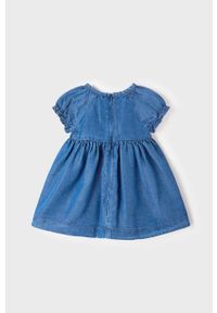 Mayoral Newborn Sukienka niemowlęca kolor granatowy. Kolor: niebieski. Materiał: lyocell, tkanina, materiał, jedwab. Długość rękawa: krótki rękaw. Typ sukienki: rozkloszowane