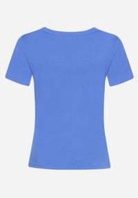 Born2be - Granatowy T-shirt z Bawełny z Krótkim Rękawem i Nadrukiem Tiaressa. Kolor: niebieski. Materiał: bawełna. Długość rękawa: krótki rękaw. Długość: krótkie. Wzór: nadruk. Styl: klasyczny, elegancki #3