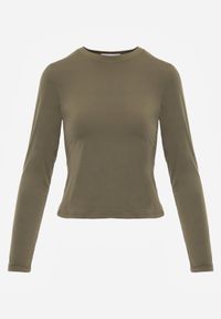 Born2be - Ciemnobeżowa Gładka Bluzka z Długim Rękawem z Bawełną Moaneta. Okazja: na co dzień. Kolor: beżowy. Materiał: bawełna. Długość rękawa: długi rękaw. Długość: długie. Wzór: gładki. Styl: casual, elegancki, klasyczny #3