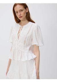 Reserved - Bluzka z wiskozy - biały. Kolor: biały. Materiał: wiskoza #1