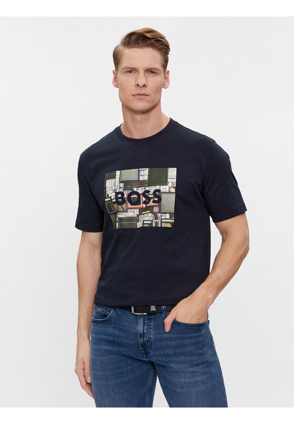 BOSS - Boss T-Shirt Teeheavyboss 50510009 Granatowy Regular Fit. Kolor: niebieski. Materiał: bawełna