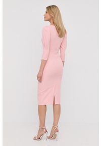 Nissa sukienka kolor różowy midi prosta. Kolor: różowy. Typ sukienki: proste. Długość: midi #5