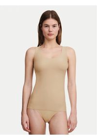 Chantelle Top Soft Stretch C26460 Beżowy Regular Fit. Kolor: beżowy. Materiał: syntetyk