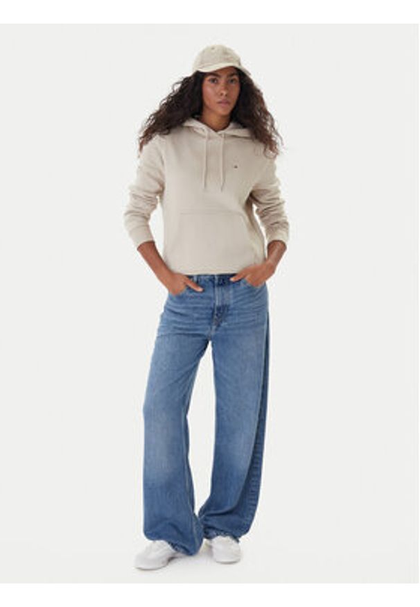 Tommy Jeans Bluza Flag DW0DW19958 Beżowy Regular Fit. Kolor: beżowy. Materiał: bawełna