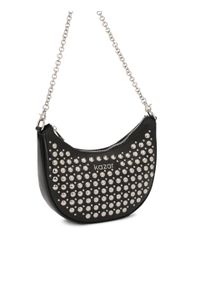Kazar - Czarna skórzana torebka półksiężyc zdobiona nitami. Kolor: czarny. Wzór: aplikacja. Materiał: skórzane. Styl: casual #5