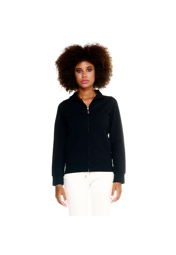 LEONE 1947 APPAREL - Damska bluza Leone Basic z zamkiem błyskawicznym na całej długości. Kolor: czarny. Materiał: tkanina. Sport: fitness